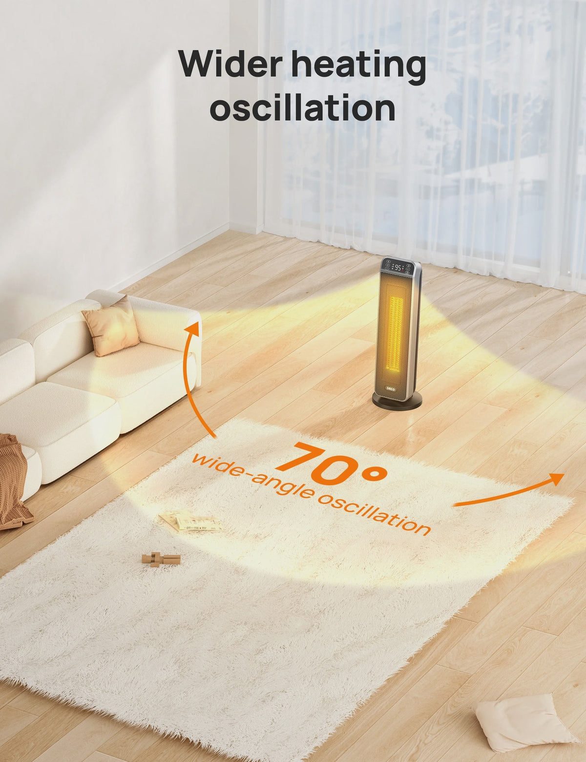 Dreo Space Heater for Inside, Electric Heater for Home with Remote, 24 in 11ft/s Fast Quiet Heating, 3 Modes, Safe Energy Efficient Heaters for...
