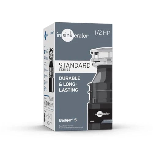 InSinkErator Badger 5 Garbage Disposal, 1/2 HP Continuous Feed, Durable Steel, Easy Install
