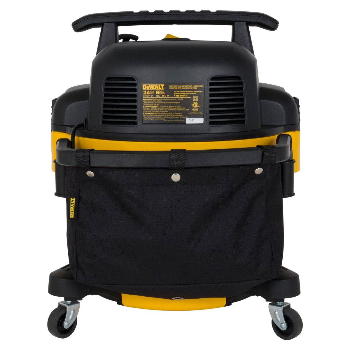 DEWALT DXV09P-QT 5 HP Peak Stealthsonic Quiet Wet/Dry Vacuum, 34-L