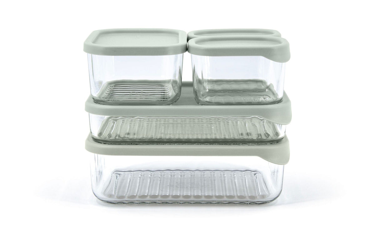 Glasslock Modular Reusable Glass Fridge Food Storage Container Set with Peel-Off Lid, 5 Count