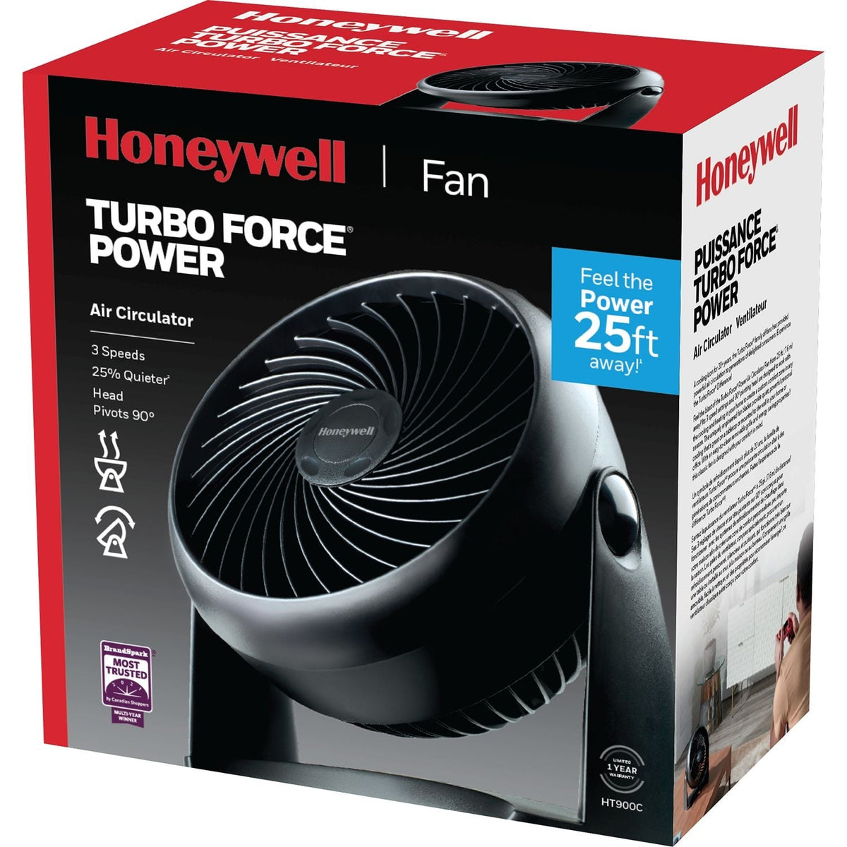 Honeywell TurboForce Tilt-Head Portable Air Circulator Table/Desk Fan, 3-Speed, Black, 7-in