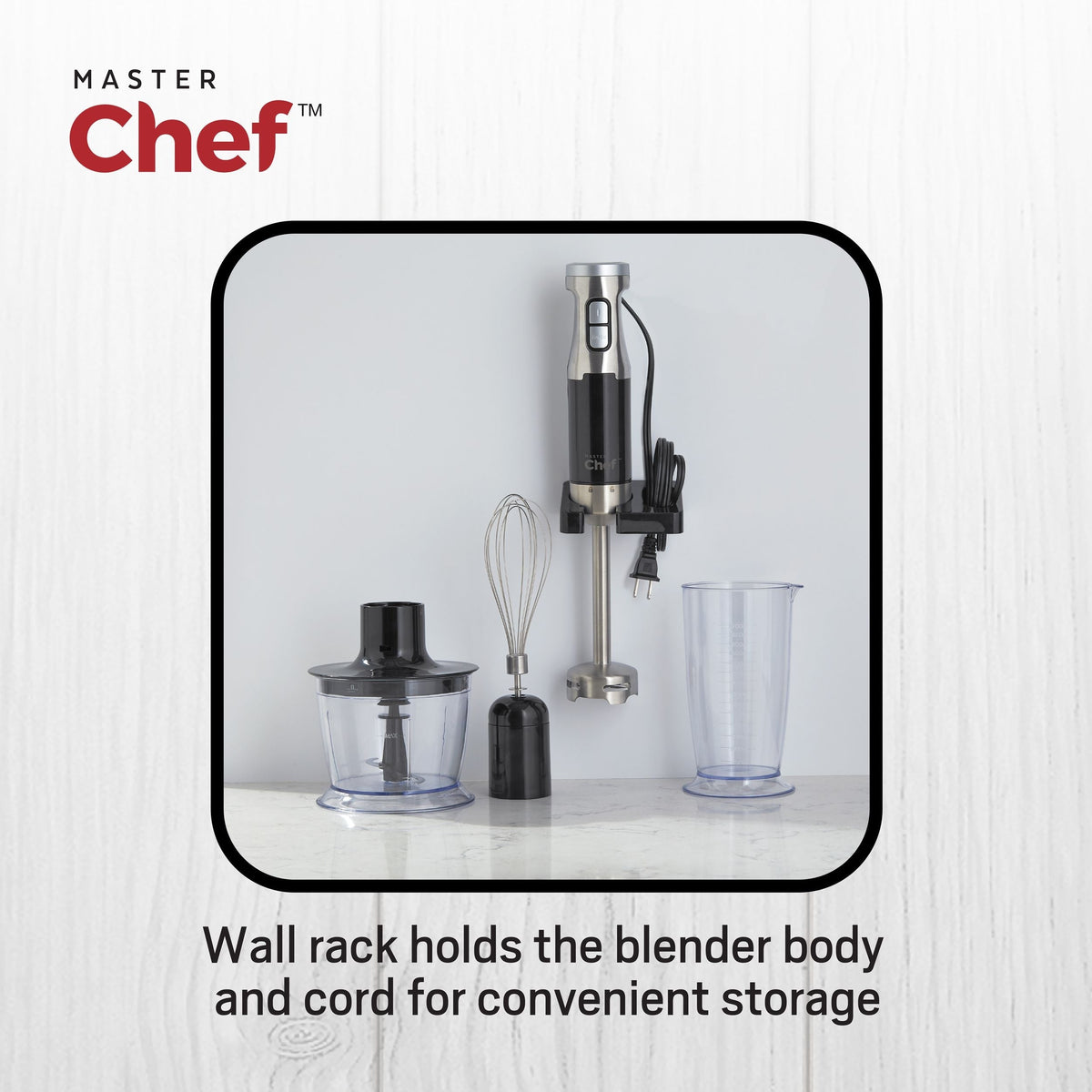 MASTER Chef Corded Hand Blender with Whisk, Stainless Steel, Black