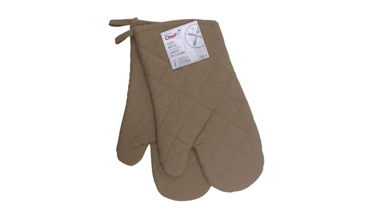 MASTER Chef Cotton Oven Mitt Set with Hanging Loop, Machine Washable, Mushroom, 2-pk