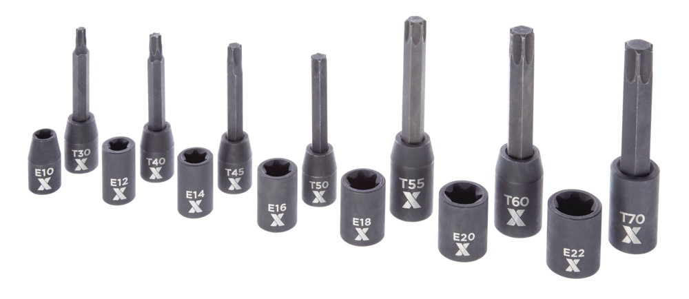 MAXIMUM Torx & E-Torx Impact Bit Socket Set, 14-pc, SAE/Metric