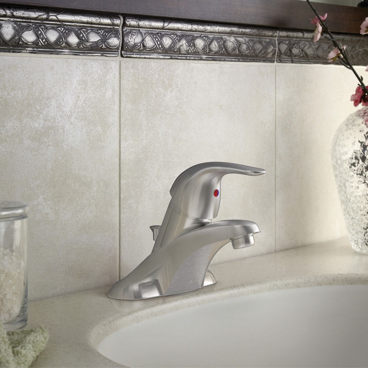 Moen Adler Single Handle Bathroom Faucet, Spot Resist Brushed Nickel