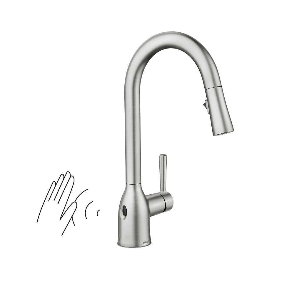 Moen Adler Single Handle Kitchen Faucet with Motionsense, Spot Resist Stainless