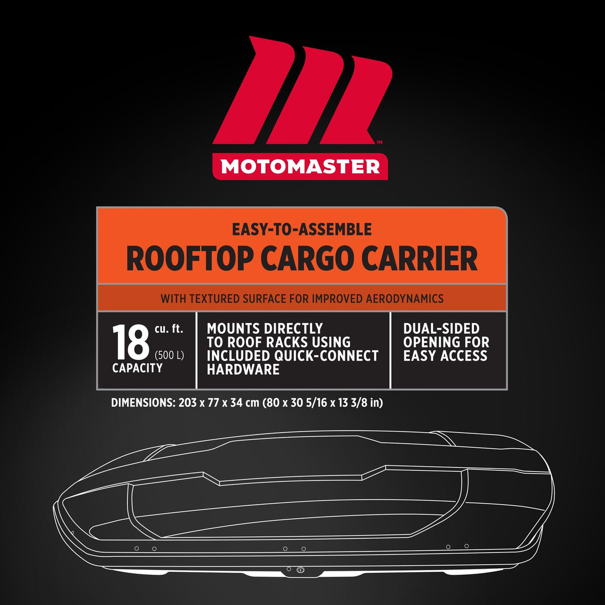 MotoMaster Roof Cargo Box, Black, 500-L, 18-cu.ft