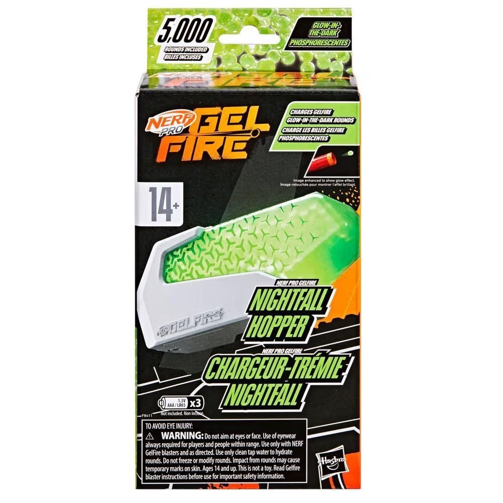 Nerf Pro Gelfire Glow In The Dark Nightfall Hopper with 5000 Gelfire Rounds