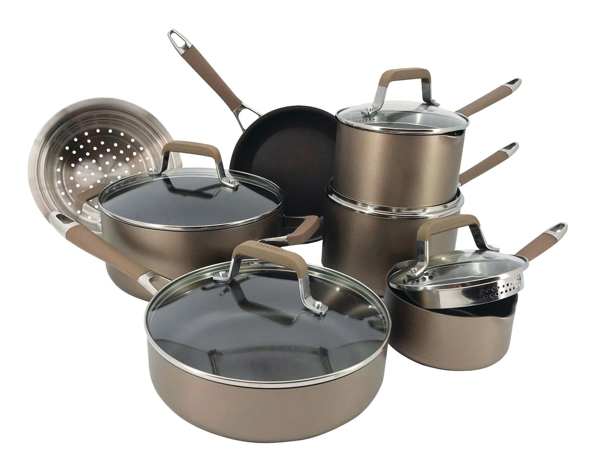 PADERNO Classic Cookware Set, Non-Stick, PFOA-Free, Oven Safe, Champagne Bronze, 12-pc