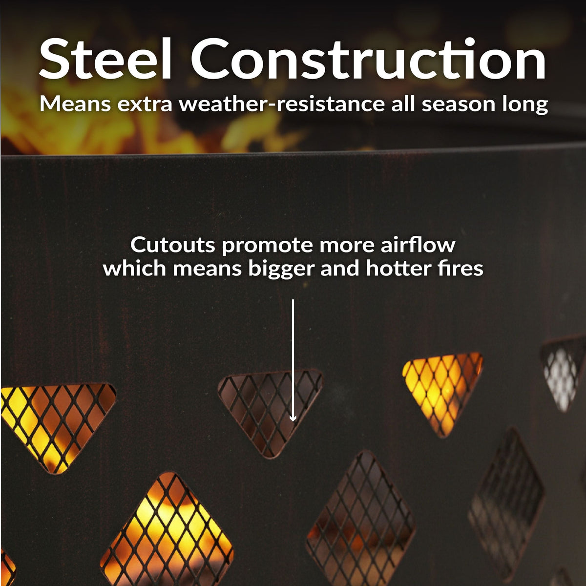 Sunnydaze Decor Cut Out Wood-Burning Fire Ring, 36-in