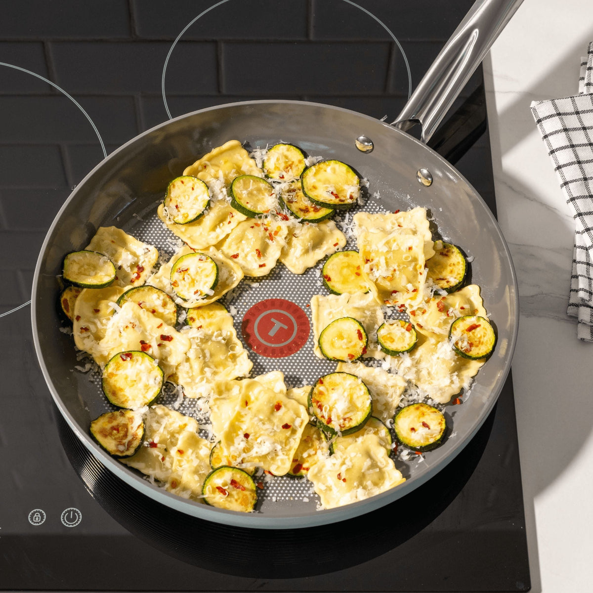 T-fal Ceramic Inspire, Non stick Frying Pan, Oven Safe, Thermo-Spot Heat Indicator, 8-in, Mint