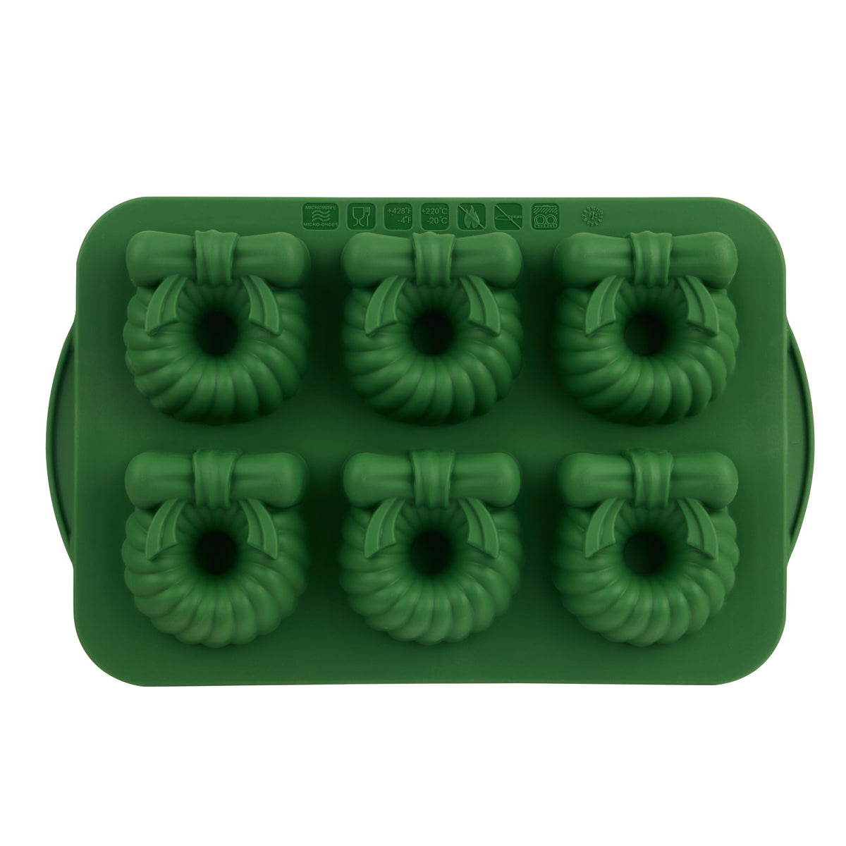 Trudeau Green Steel/Silicone Wreath Cake Pan, 6-pk