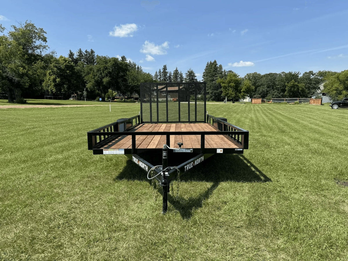 True North 83-in x 14-ft Utility Trailer With Gate & Side ATV Ramps, Black