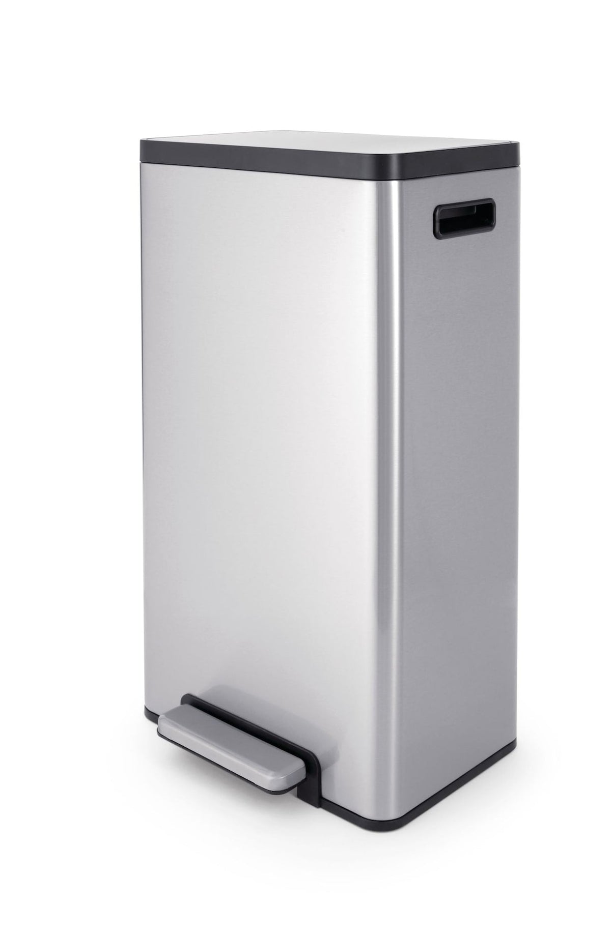 type A Wide Stainless Steel Rectangular Step Garbage Can with Slow Close Lid, 30-L