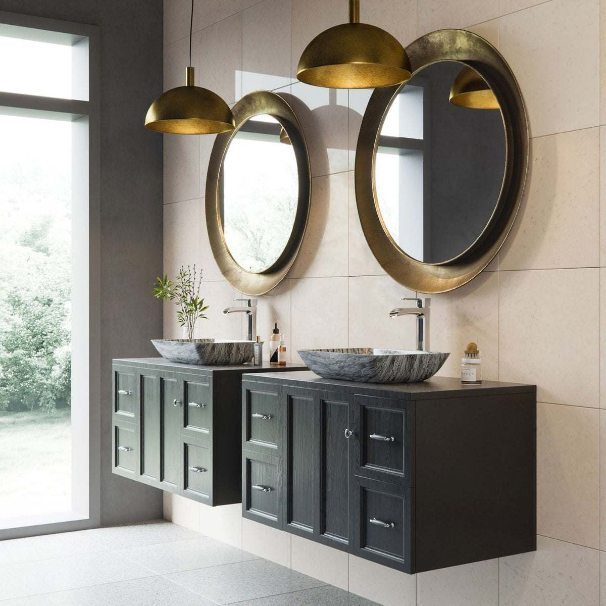 VIGO Glass Rectangular Vessel Bathroom Sink/Basin with Rounded Edges & Deep Bowl, Titanium