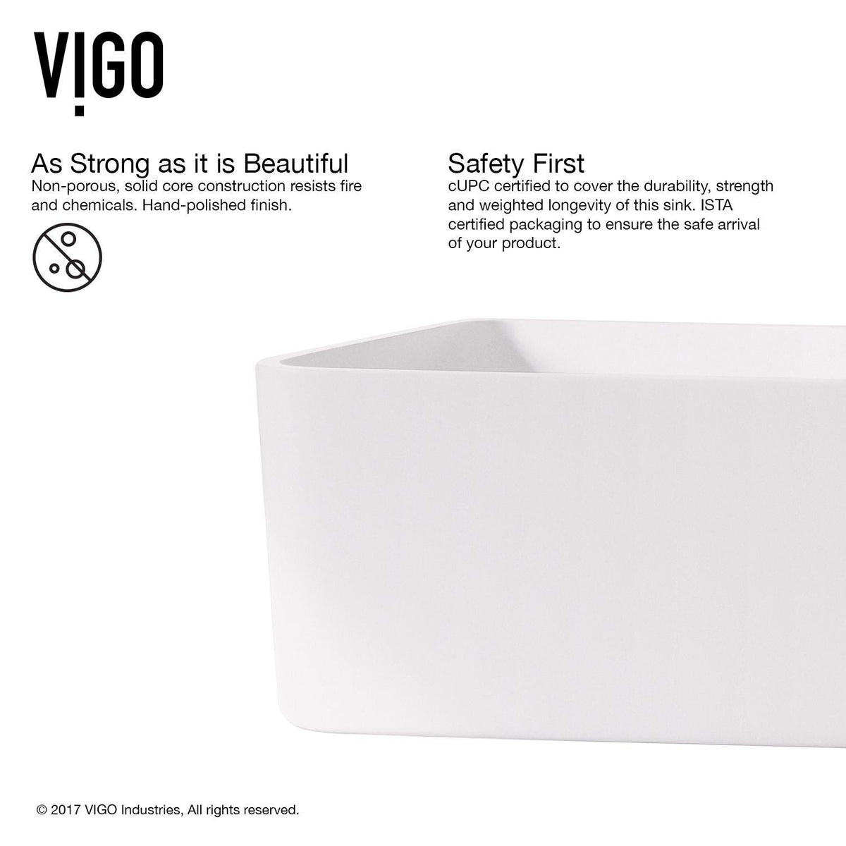 VIGO Jasmine MatteStone 18x15-in Deep White Bathroom Sink/Basin with Rectangular Vessel