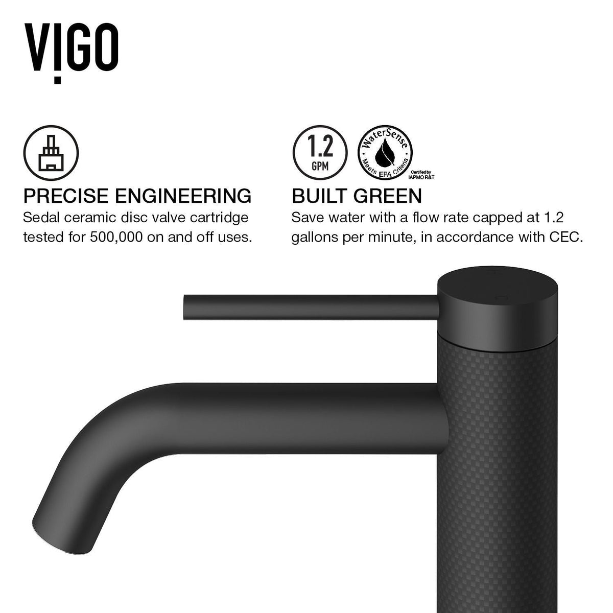 VIGO Madison Single Handle Single Hole cFiber Bathroom Sink Faucet, Matte Black