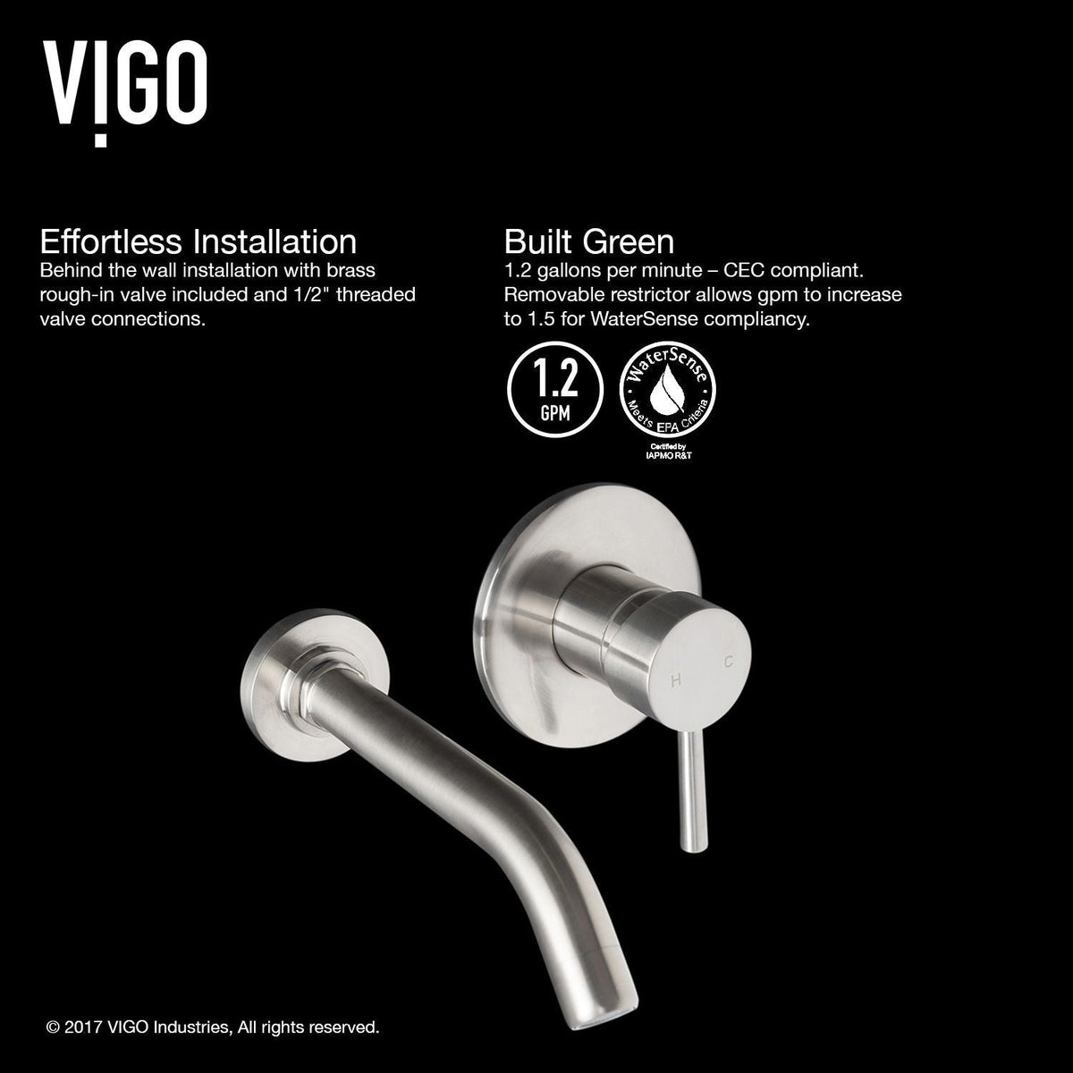VIGO Olus Wall Mount Bathroom Faucet, WaterSense Certified, Brushed Nickel