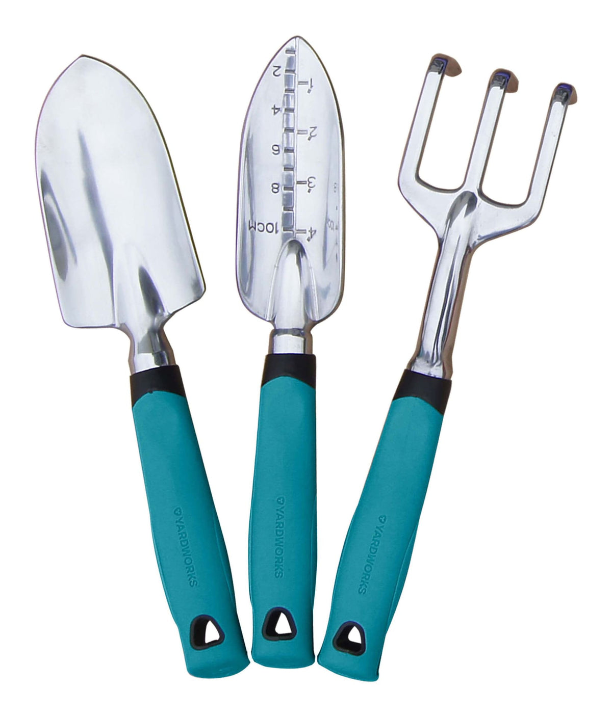 Yardworks Aluminium Garden Tool Set with Rubber Handles, Assorted Colours, 3-pc