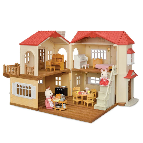 Calico Critters Red Roof Country Home, Dollhouse Playset with Figures, Furniture and Accessories U6