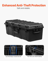 Waterproof sturdy case, large-capacity waterproof sturdy case, equipped with 3 handles, IP67 level waterproof protection case, with 6 clips, 6 lock holes and foam padding for large equipment, black version