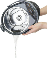 Water heater and hot water dispenser, capacity 135 ounces, stainless steel gray