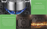 Kenmore 22-76853 5.6 cu. ft. Front-Control 5 Burner True Convection Gas Range with Oven, Large Window, Three Oven Racks, Dishwasher Safe Cast Iron...