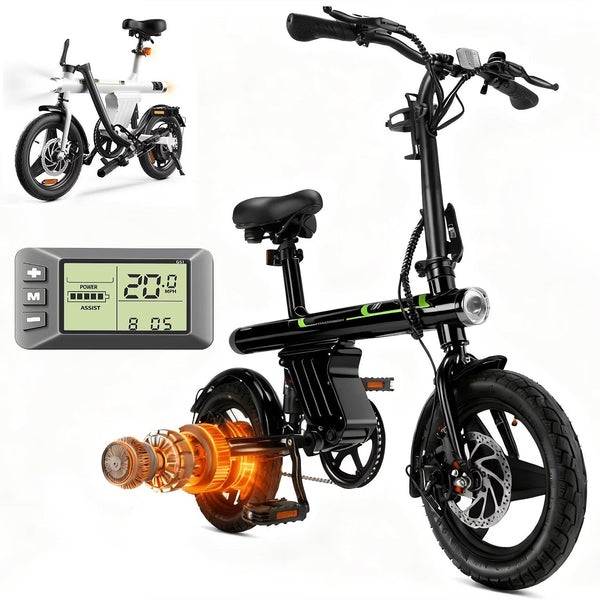 14 in Electric Bike for Adults,500W Folding E-Bike,Electric Commuter Mini Bikes,Electric Bicycles with 36V Removable Battery,Black P1