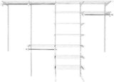 Rubbermaid Configurations Custom Closet Kit 4-8 Ft. Adjustable Metal Wire Shelving White Finish Expandable Organization System Hardware Included for Home Closet/Pantry/Laundry/Mudroom