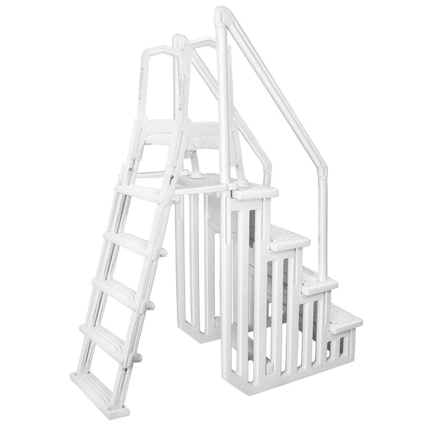 Deluxe A-Frame Above-Ground Swimming Pool Ladder Large Entry Non V0