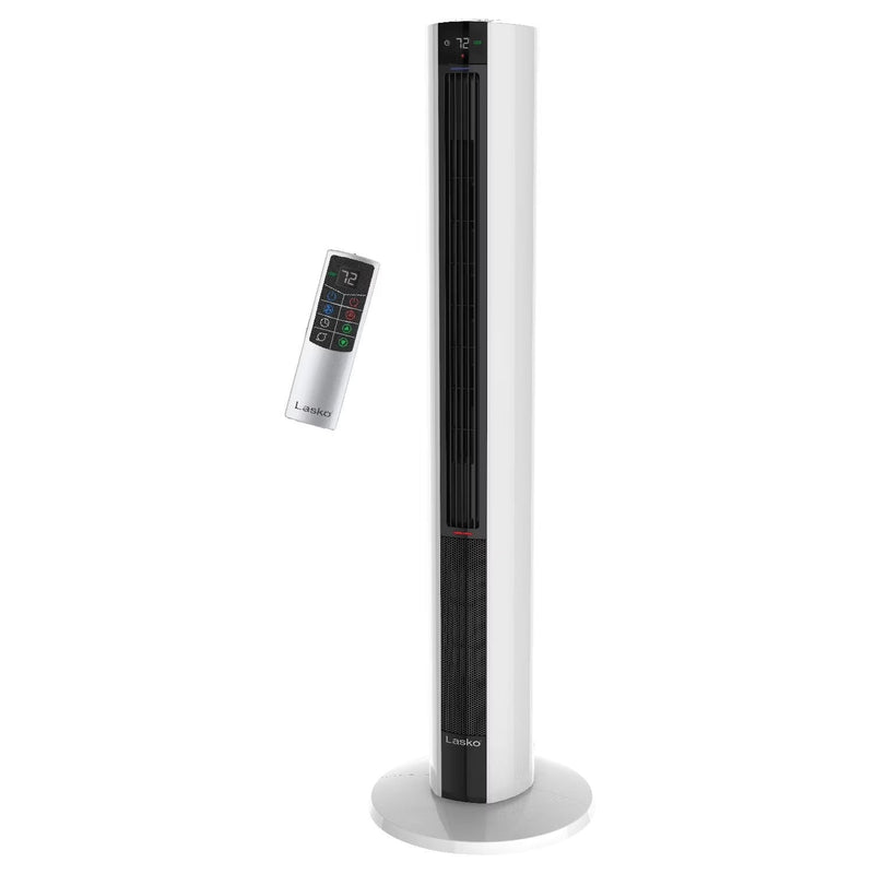 Lasko 42 in 1500W All Season Tower Fan Space Heater with Timer and Remote, White, FH500 F1