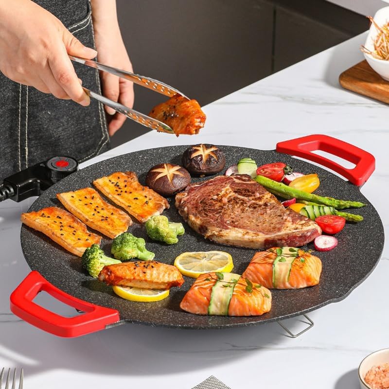 Round Barbecue Stove Household Electric Barbecue Pot Plate Smokeless Non-stick Grill