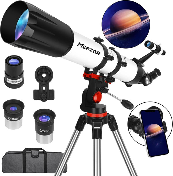 Telescope, Telescope for Adults High Powered Professional, 90mm Aperture 800mm Refractor Telescopes for Astronomy Beginners Fully Multi-Coated with AZ Mount Tripod & Phone Adapter & Carry Bag C1
