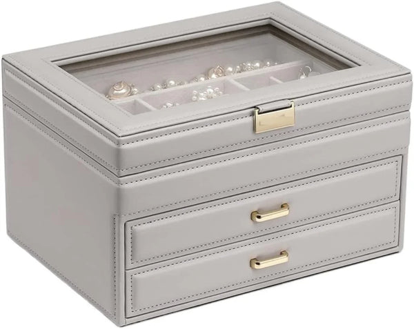 Jewelry Box Jewelry Case PU Leather Jewelry Box Jewelry Storage Box Earring Ear Stud Ring Necklace Organizer Case Jewelry Organizer M0
