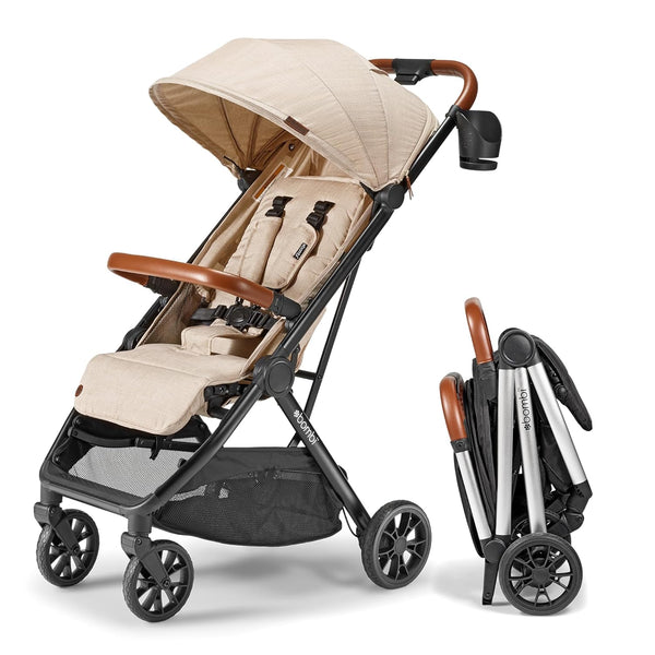 V2 Compact Baby Stroller - Premium vegetarian leather material, one-handed folding, infinitely adjustable tilt angle, aerospace-grade aluminum frame, oversized sunshade, spacious storage space, folding umbrella-style baby stroller - Desert Berry Colo C2