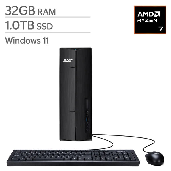 Acer Aspire Slim Desktop, AMD Ryzen 7 7730U - 32GB RAM, 1TB SSD Q1