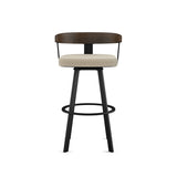Amisco Lars Wood Swivel Counter Stool with Backrest, Black Frame, 26-in