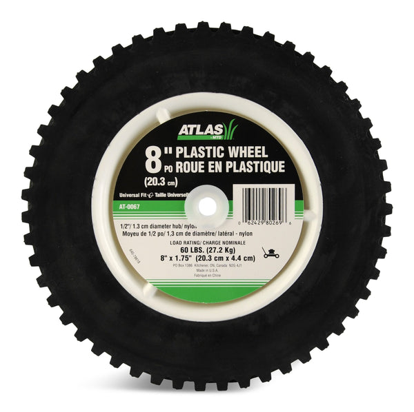 Atlas Plastic Lawn Mower Replacement Wheel with Geared Tread, 8-in x 1.75-in N9