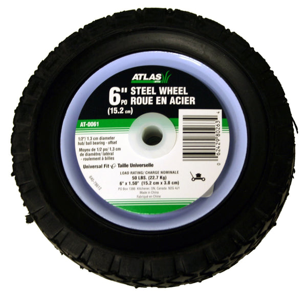 Atlas Steel Lawn Mower Wheel with Ball Bearings, 6-in x 1.5-in R9