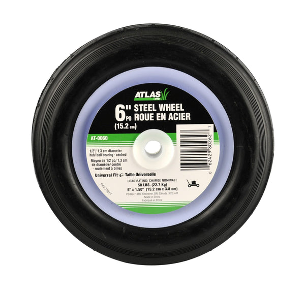 Atlas Steel Mower Wheel with Ball Bearings, 6-in L1