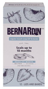 Bernardin Regular Mouth Replacement Snap Lids and Bands for Mason Jars, 12-pk