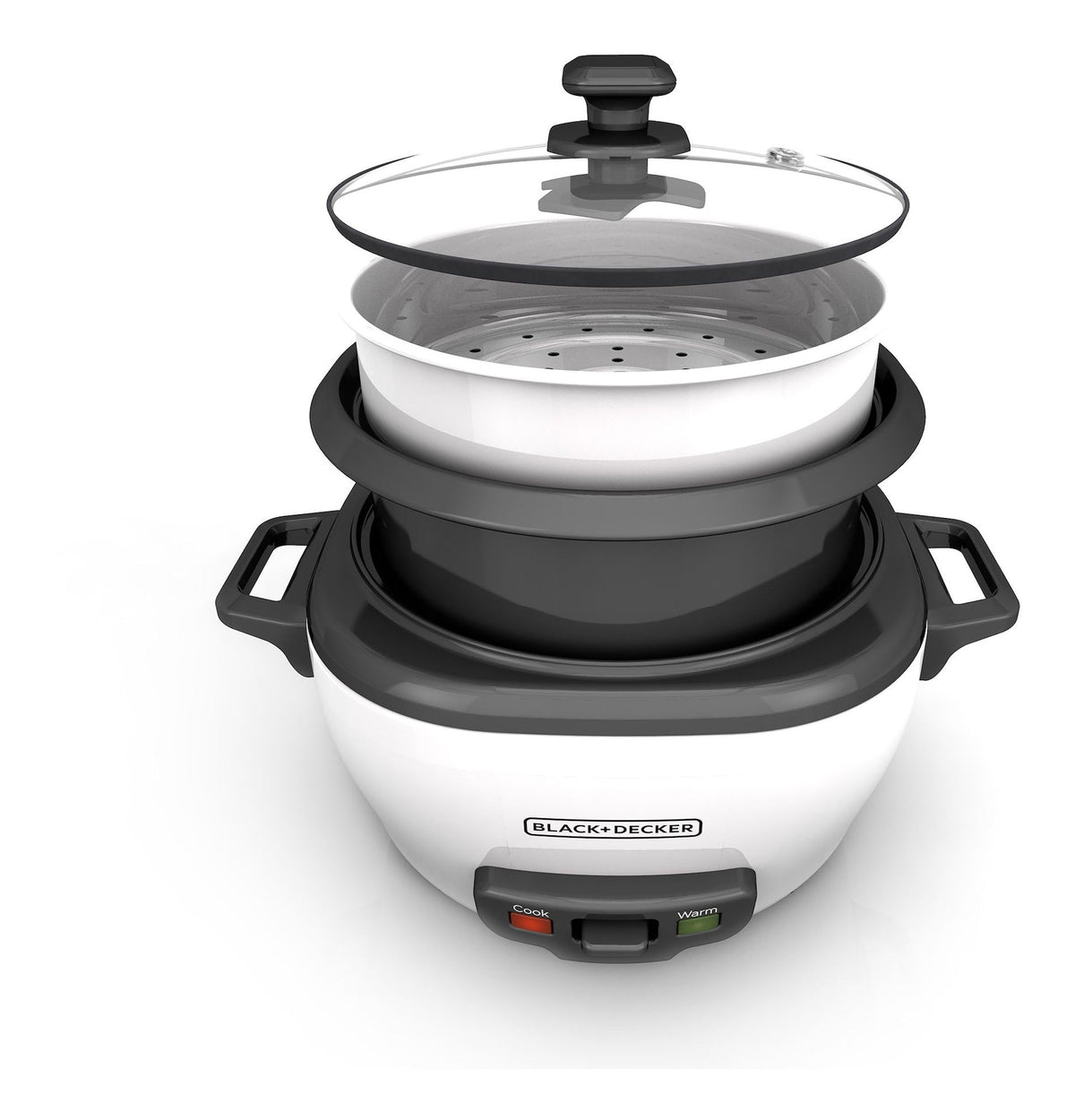 Black & Decker Rice Cooker & Non-Stick Steamer White, 16 Cups