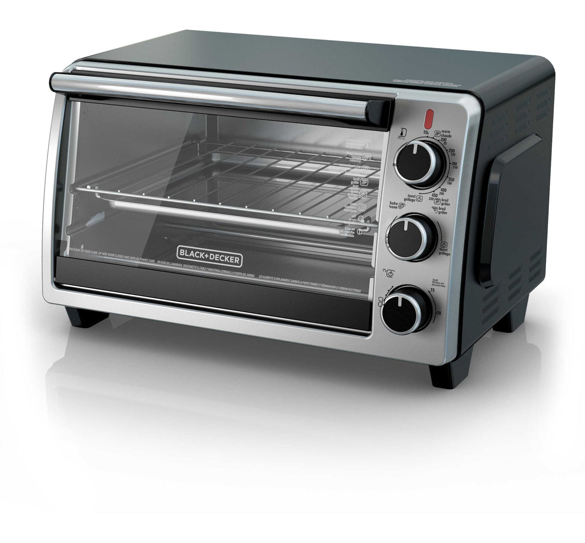 Black & Decker Toaster Oven with 4 Functions, Stainless Steel, 6-Slices