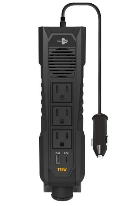 Bluehive Power Inverter with USB Ports & Electrical Outlets, 175W, M0
