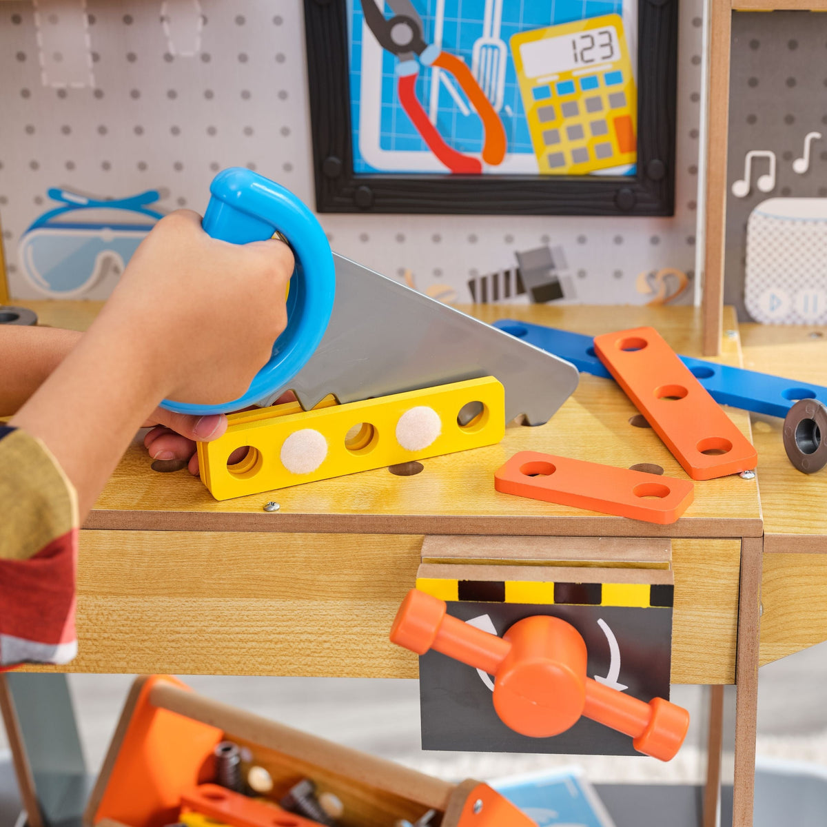 Blueprint Build Wooden Play Workbench with 40+ Accessories, Ages 3+