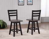 Brassex Aaron Oak/Dark Grey Swivel Counter/Bar Stool with Back Rest, 2-pc