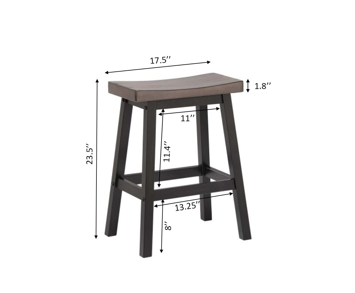 Brassex Arnold Oak/Dark Grey Counter/Bar Stool with Back Rest, 2-pc