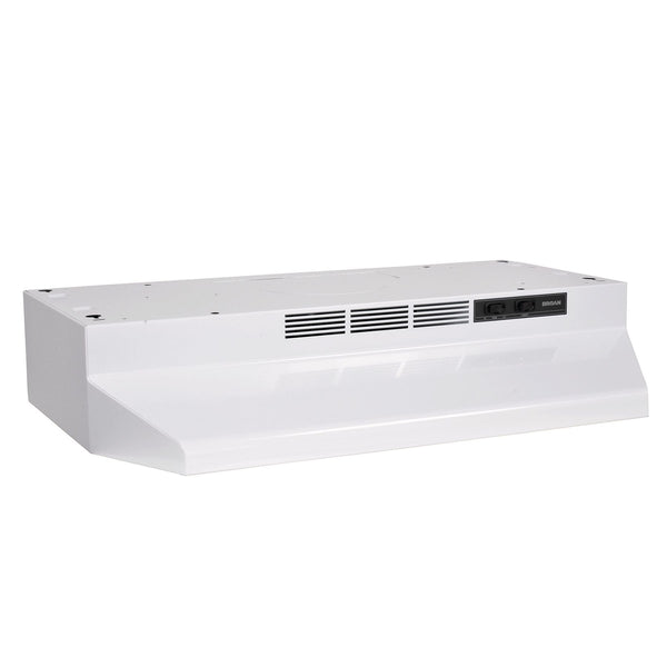 Broan BU2 Series 230CFM Under Cabinet Kitchen Exhaust Fan Range Hood, White, 24-in M1