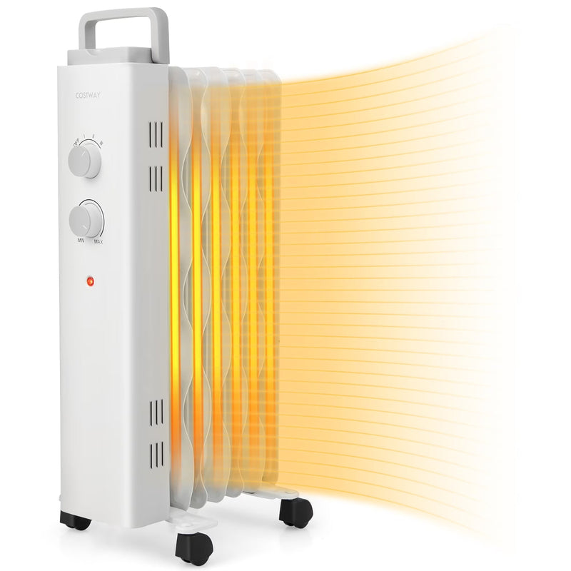 Costway 1500W Oil Filled Space Heater Electric Oil Radiant Heater w/ Safety Protection B8