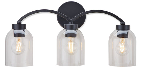 Canvas Bentbrook 3-Light Vanity with Glass Shade, Black O5